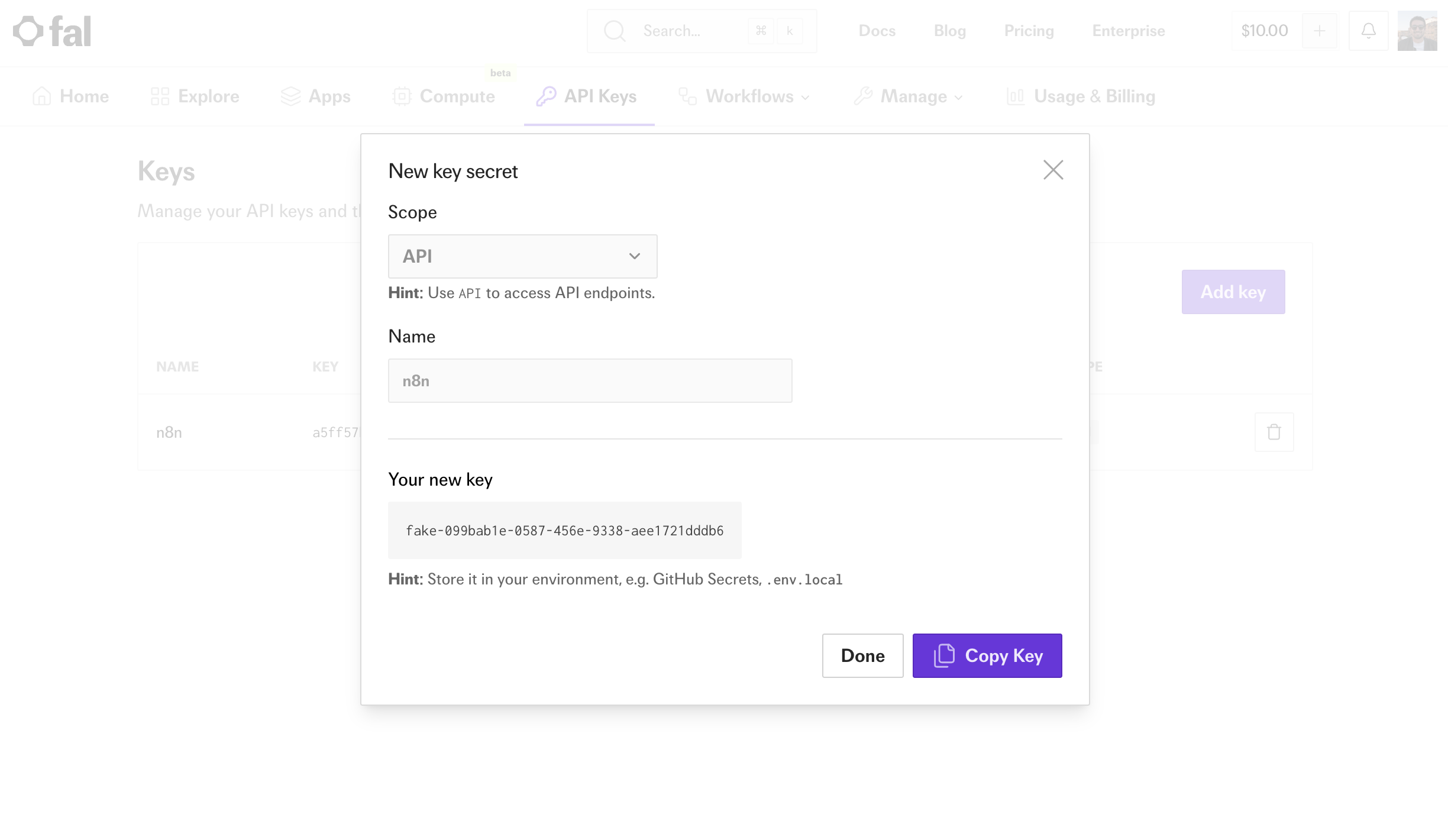 fal api key creation